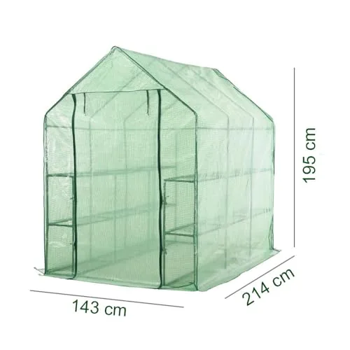 Escala Gewächshaus Treibhaus Glashaus Frühbeet (143 x 214 x 195 cm) Grün – Bild 3