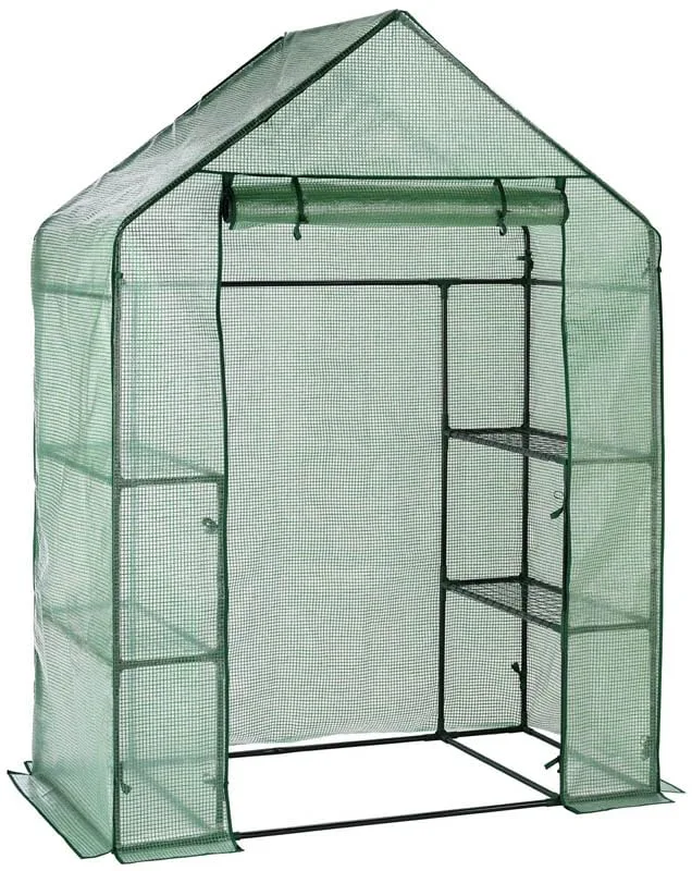 Escala Gewächshaus Treibhaus Glashaus Frühbeet (143 x 214 x 195 cm) Grün – Bild 4