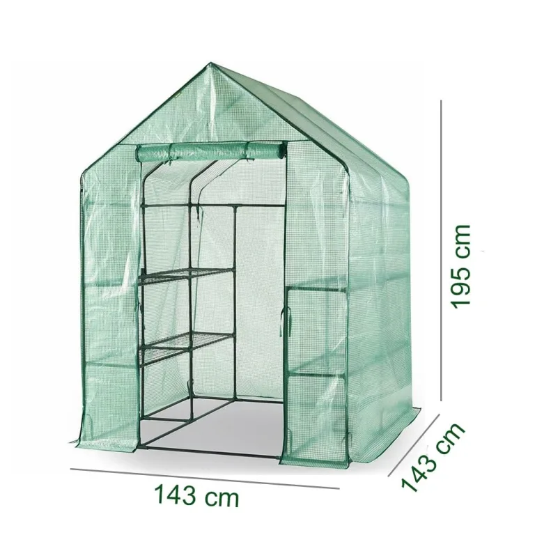 Escala Gewächshaus Treibhaus Glashaus Frühbeet (143 x 143 x 195 cm) Grün – Bild 3