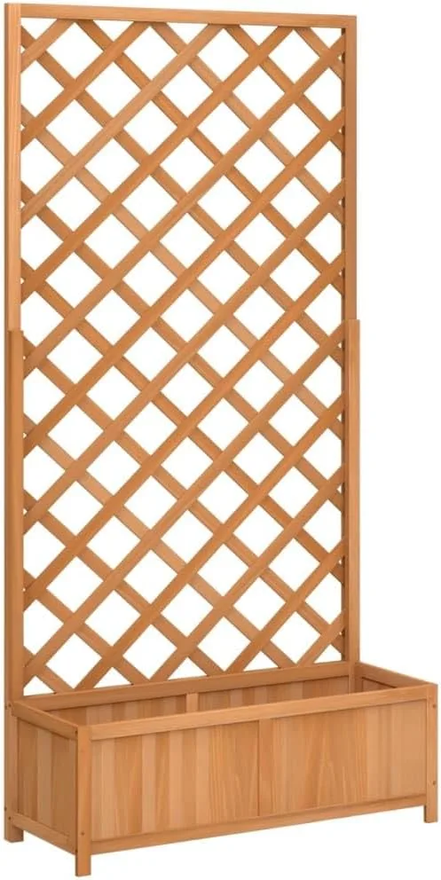 vidaXL Pflanzkasten mit Rankgitter 90x35x180 cm, Massives Fichtenholz, Braun, Hochbeet für Innen & Außen, Balkon & Garten, Kletterpflanzenstütze, Blumenkasten, Holz-Pflanzenhalter – Bild 2