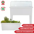 Onbest Hochbeet/Frühbeet – mit Abdeckhaube/Wasseranzeige – aus robustem Kunststoff – ideal für Garten/Terrasse/Balkon – Kräuterhochbeet zur Anzucht – Pflanzkasten inkl. Gartenwerkzeug (Weiß) - Thumbnail 5