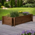 dobar® Hochbeet Massivholz Stecksystem Gr. M stapelbar - Pflanzkasten inkl. Pflanzfolie - 117 x 58,5 x 27,5 cm - Dunkelbraun - Thumbnail 9