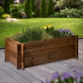 dobar® Hochbeet Massivholz Stecksystem Gr. L stapelbar - Pflanzkasten inkl. Pflanzfolie - 117 x 58,5 x 38,5 cm - Dunkelbraun - Thumbnail 4