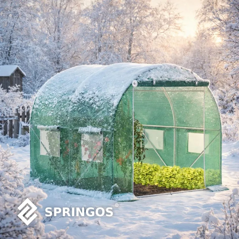 Gewächshaus Folientunnel 450x200x200 cm Foliengewächshaus Winterfest mit Bogendach Fenster UV-Schutz Tomatenhaus Groß Folie PE 140g Gartengewächshäuser Tomatendach Folientunnel Gewächshaus SPRINGOS – Bild 7