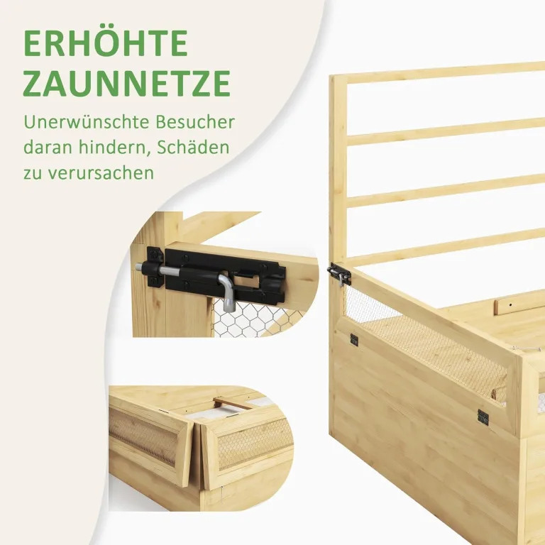 Outsunny Hochbeet mit Rankhilfe, Kräuterbeet, Pflanzkasten aus Holz, Blumenkasten für Garten, Balkon, Naturholz, 183 x 98,5 x 95 cm – Bild 4