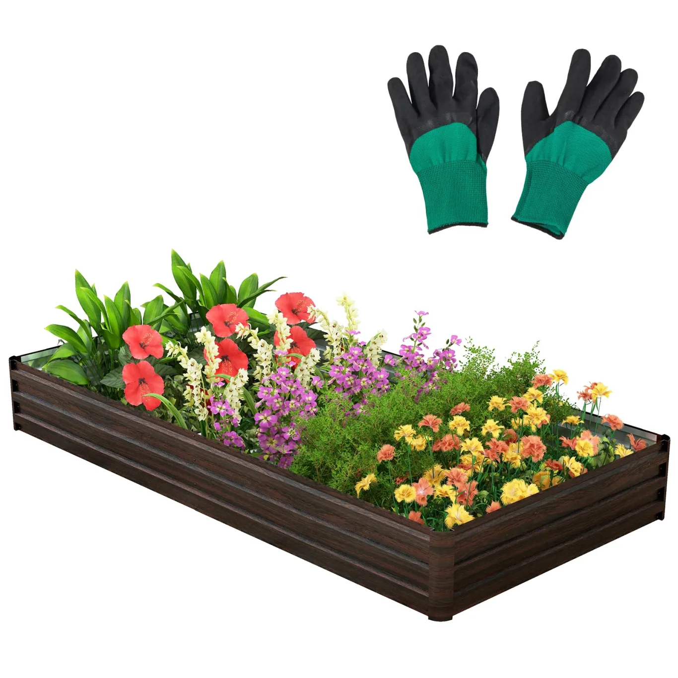 GOPLUS Hochbeet aus Metall, 240 x 120 x 30 cm Gemüsebeet Pflanzbeet Frühbeet für Balkon & Garten, Pflanzkasten Gartenbeet Pflanzkübel, Blumenkasten Groß für Blumen Obst Gemüse - Bild 1