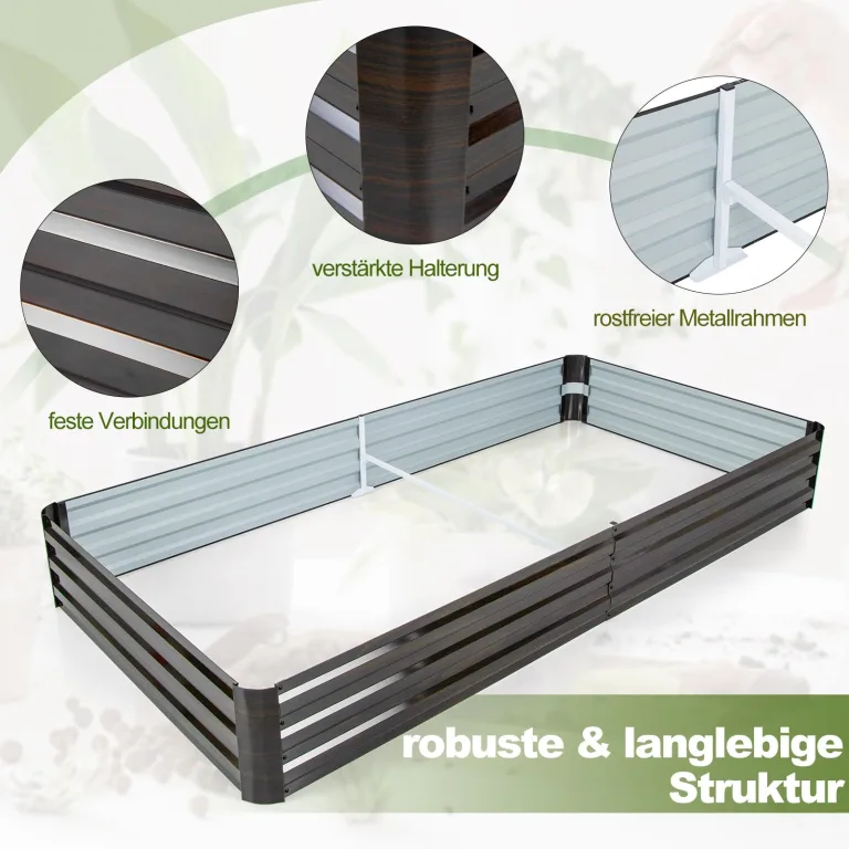 GOPLUS Hochbeet aus Metall, 240 x 120 x 30 cm Gemüsebeet Pflanzbeet Frühbeet für Balkon & Garten, Pflanzkasten Gartenbeet Pflanzkübel, Blumenkasten Groß für Blumen Obst Gemüse – Bild 2
