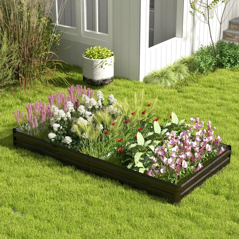 GOPLUS Hochbeet aus Metall, 240 x 120 x 30 cm Gemüsebeet Pflanzbeet Frühbeet für Balkon & Garten, Pflanzkasten Gartenbeet Pflanzkübel, Blumenkasten Groß für Blumen Obst Gemüse – Bild 8