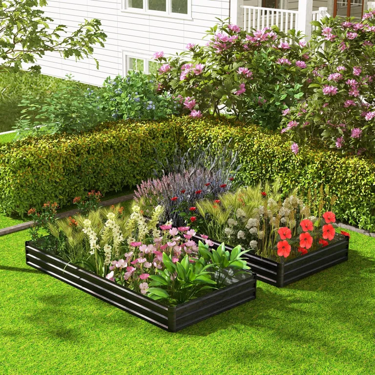 GOPLUS Hochbeet aus Metall, 240 x 120 x 30 cm Gemüsebeet Pflanzbeet Frühbeet für Balkon & Garten, Pflanzkasten Gartenbeet Pflanzkübel, Blumenkasten Groß für Blumen Obst Gemüse – Bild 9