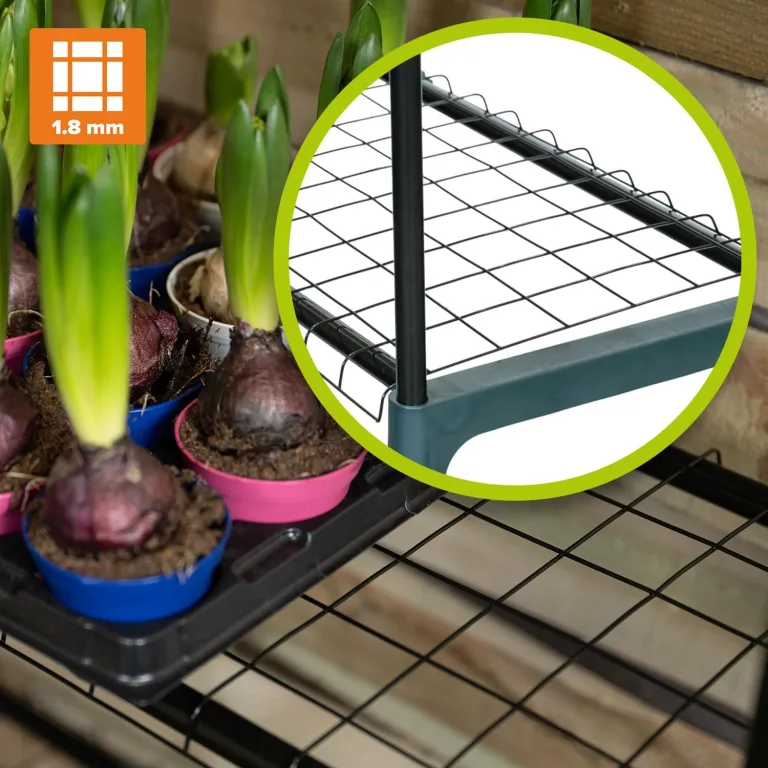 Pflanzenregal - Gartenregal - Lageregal - Blumenständer Metall - Drahtgitterböden - Frühbeet - Leiterregal GRO, 90x30x106, 2 Stück, grün - Pflanzenständer für Gewächshaus Balkon – Bild 5