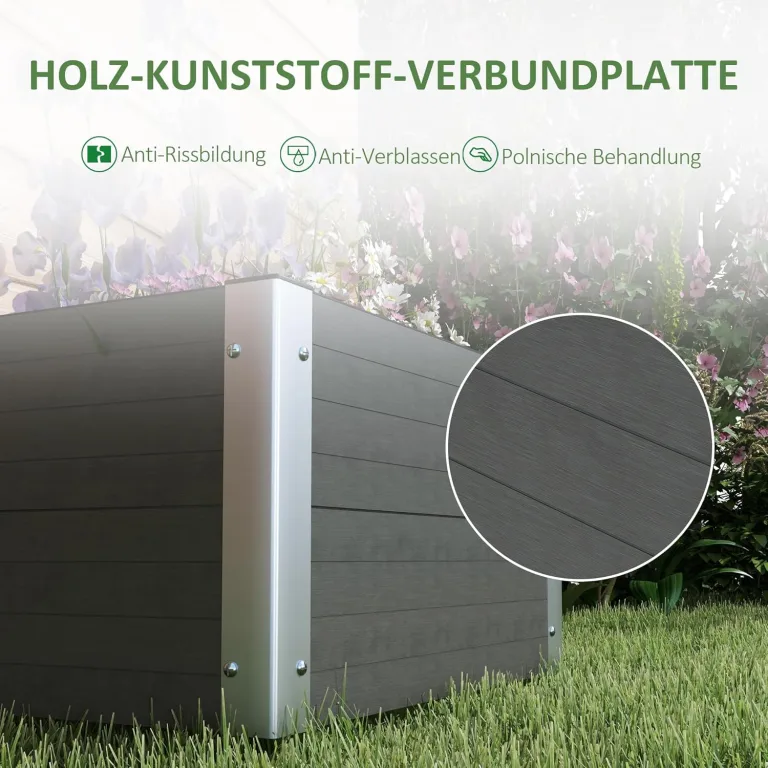 Outsunny Hochbeet, Blumenkasten, Pflanzkasten mit offenem Boden, Kräuterbeet für Garten, Balkon, Grau, 60 x 60 x 30 cm – Bild 4