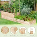 GOPLUS Blumenkasten mit Rankgitter, Hochbeet mit Spalier, Pflanzkasten mit offenem Boden, Gartenspalier aus Tannenholz, Kräuterbeet Gartenbeet für Hof, Terrasse (223 x 64 x 134 cm) - Thumbnail 5