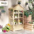 Outsunny Frühbeet aus Holz Abschließbar Gewächshaus Treibhaus mit 4 Ebenen, Dachfenster, Frühbeetkasten mit Doppeltür, für Garten, Balkon, Natur, 100 x 56,5 x 178 cm - Thumbnail 2