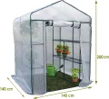 Foliengewächshaus Treibhaus Regal Gewächshaus begehbar 140 x 140 x 200 cm Tomaten Gemüse Anzucht Frühbeet Grün - Thumbnail 4