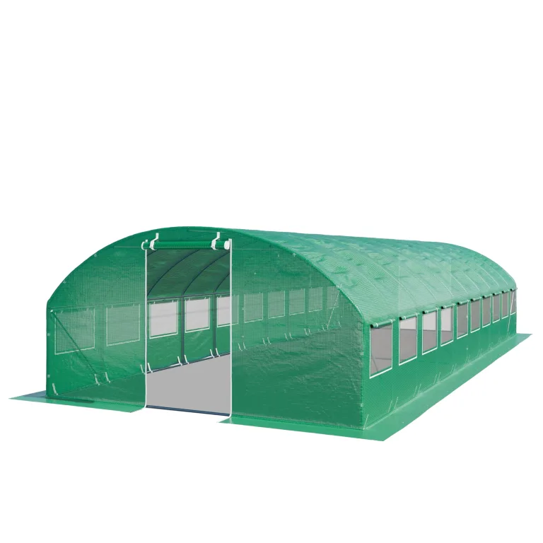 TOOLPORT Foliengewächshaus Gewächshaus 4x10m stabil & langlebig mit Fenster - reißfeste PE Plane 180g/m² grün transparent – Bild 1