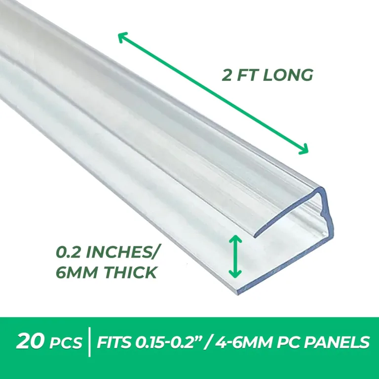 Gewächshausplatten aus Polycarbonat, U-Steckverbinderprofil – 20 Stück, 0,6 m Länge, verhindern, dass Staub, Regen und Feuchtigkeit in Doppelwandplatten gelangen, passend für 6 mm oder 4 mm (0,2 Zoll) – Bild 2