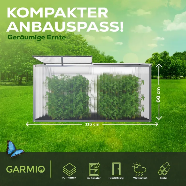 Gewächshaus Protea Klein, Alu Frühbeet, Mini-Gewächshaus, Treibhaus, Frühbeetkasten, Pflanzenbeet, Anzuchtbeet, Tomatenhaus, Pflanzenhaus für Garten, mit 4X Hering – Bild 6