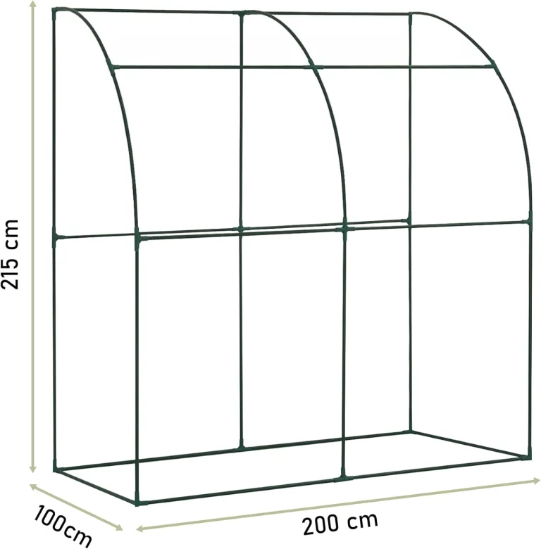 NATIV Anlehngewächshaus 200x215x100 cm, begehbares Foliengewächshaus, Treibhaus inklusive Pflanzregal, Tomatenhaus mit 2 Rolltüren, Gewächshaus aus robuster grüner Gewächshausfolie – Bild 7