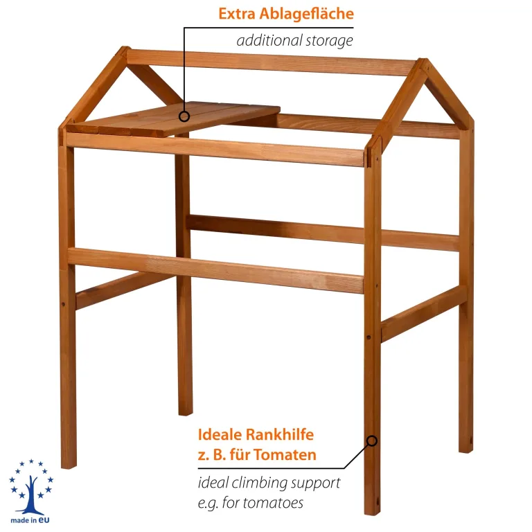 dobar® Rankturm-Aufsatz für Tomaten und Erdbeeren mit Ablage - Rankturm Holz für Hochbeet Kubus 2.0-74 x 54 x 89 cm - Braun – Bild 4