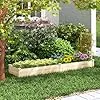 HOMASIS Blumenkasten mit Rankgitter, Hochbeet mit Spalier, Pflanzenkasten Holz, Blumenbeet mit Rankhilfer, Gartenspalier für Kletterpflanzen, Rankkasten für Balkon Garten (Natur, 235x63x102cm) – Bild 2