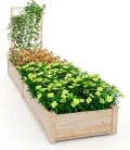 HOMASIS Blumenkasten mit Rankgitter, Hochbeet mit Spalier, Pflanzenkasten Holz, Blumenbeet mit Rankhilfer, Gartenspalier für Kletterpflanzen, Rankkasten für Balkon Garten (Natur, 235x63x102cm) - Thumbnail 1
