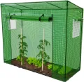Foliengewächshaus Tomatengewächshaus CUTRO Winterfest, 200x77x169 cm, Treibhaus mit Gitternetzfolie, Schrägdach, 2 Fenster - Thumbnail 7