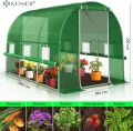 KESSER® Folien-Gewächshaus Stabil mit 6 Fenster mit Moskitonetz & Tür | Gartentunnel mit Rahmen aus verzinktem Stahl | Folientunnel 170g/m² inkl. Erdanker Handschuhen & Seilen | 200x300cm Grün - Thumbnail 10