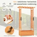 COSTWAY Blumenkasten mit Rankgitter & hängendem Dach, Pflanzkasten mit Rankhilfe, Hochbeet für Kletterpflanzen & hängende Körbe, für Hof Garten Terrasse, Pflanzkübel Holz, Orange (110x44x182cm) - Thumbnail 4