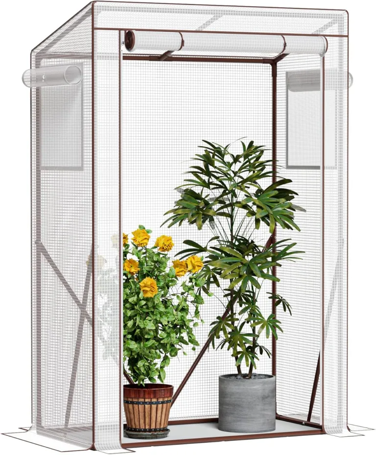 Amopatio Tomatengewächshaus, Foliengewächshaus Klein mit Atmungsaktives Fenster/verstärkter PE-Abdeckung/Erdhaken/Rolltor, 100 x 50 x 150 cm, Tomaten Gewächshaus für Garten, Balkon, Terrasse – Bild 1
