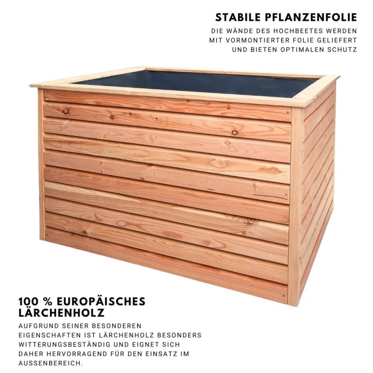 Mega Holz Hochbeet Lärche Rhombus L - Naturbelassenes Kräuterbeet aus europäischem natürlichen Lärchenholz - Für Garten, Balkon & Terrasse geeignet - wetterfest, stabil, pflegeleicht & langlebig – Bild 2