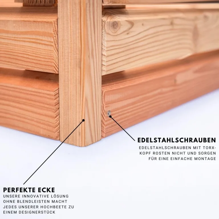 Mega Holz Hochbeet Lärche Rhombus L - Naturbelassenes Kräuterbeet aus europäischem natürlichen Lärchenholz - Für Garten, Balkon & Terrasse geeignet - wetterfest, stabil, pflegeleicht & langlebig – Bild 5