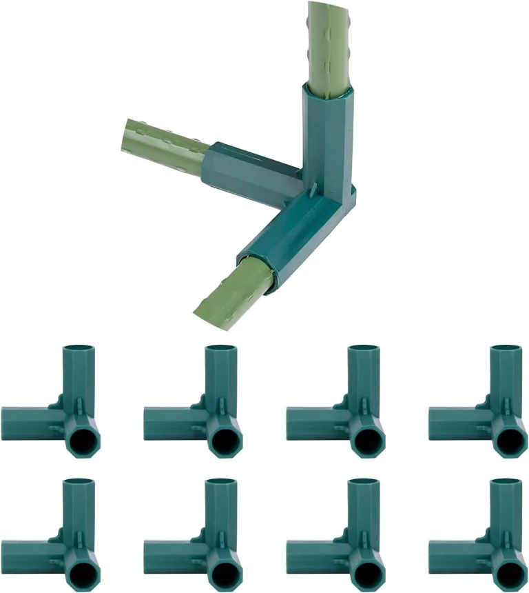 8 Stück Steckverbinder Rohrverbinder, Eckverbinder für Gartenrahmen, 3 Wege Pflanzenpfahl Verbinder, Gewächshaus Zubehör Rohrverbindung Pflanzenpfähle Käfige Stützen Verbinder für Gewächshaus Garten – Bild 1