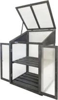 Gewächshaus - Frühbeet aus Holz - Greenhouse - Treibhaus - Frühbeetkasten mit Doppeltür - Pflanzenhaus - Aufzuchtschrank Fichtenholz Kiefernholz mit PC-Platten (Grau mit Einzelltür) - Thumbnail 4