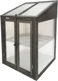 Gewächshaus - Frühbeet aus Holz - Greenhouse - Treibhaus - Frühbeetkasten mit Doppeltür - Pflanzenhaus - Aufzuchtschrank Fichtenholz Kiefernholz mit PC-Platten (Grau mit Einzelltür) - Thumbnail 7