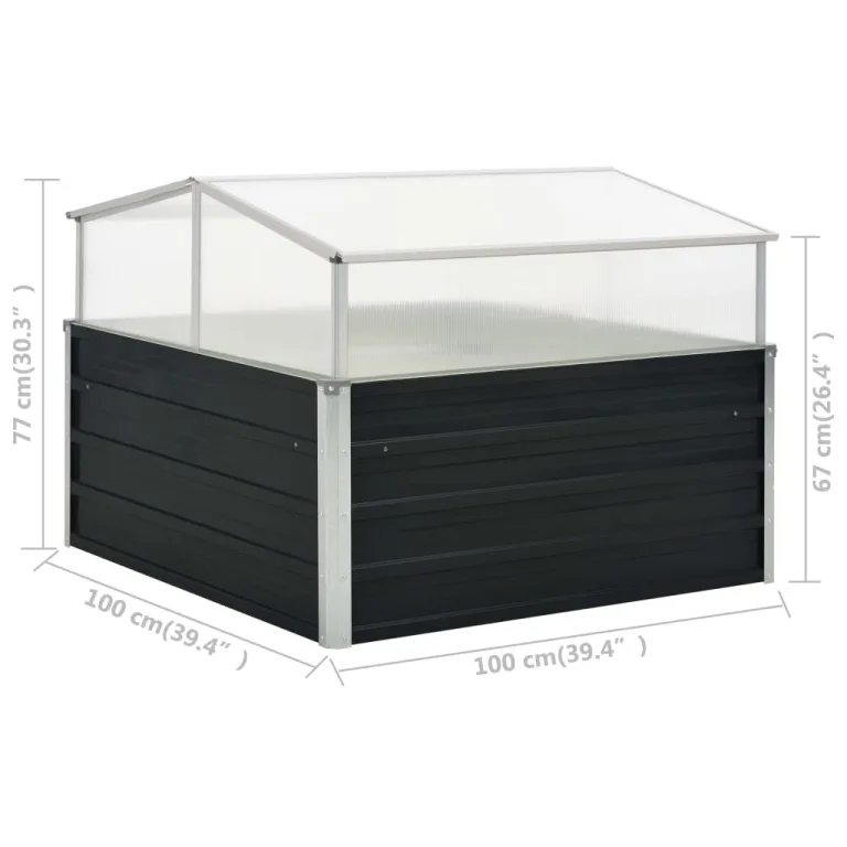 Gewächshaus Klein Frostschutz FrostwäChter GewäChshaus Winterfest GeräTehaus Tomaten GewäChshaus Balkone,Terrassen Verzinkter Stahl Anthrazit 100x100x77 cm – Bild 7