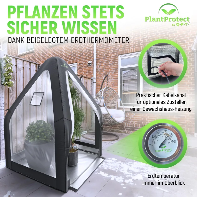 Q.P.T. Wintergewächshaus für Kübelpflanzen – strapazierfähiges PVC-Material zum Schutz vor Frost, Wind und Regen, einfache Montage inkl. Erdthermometer – Bild 6
