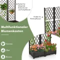 GOPLUS Blumenkasten mit Rankgitter, Hochbeet mit Spalier für Kletterpflanzen & Topfpflanzen, Tiefes Pflanzbeet mit Drainagelöchern für Balkon, Hinterhof & Garten (Braun, 80 x 40 x 122 cm) - Thumbnail 2