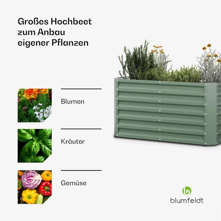 blumfeldt High Grow Straight Hochbeet, Ergonomisches 575-l-Gartenbeet aus Rostfreiem Galvalume-Stahl für Gemüse und Kräuter – Rückenschonendes Design, Einfache Montage, Frostsicher und Kompakt – Bild 4