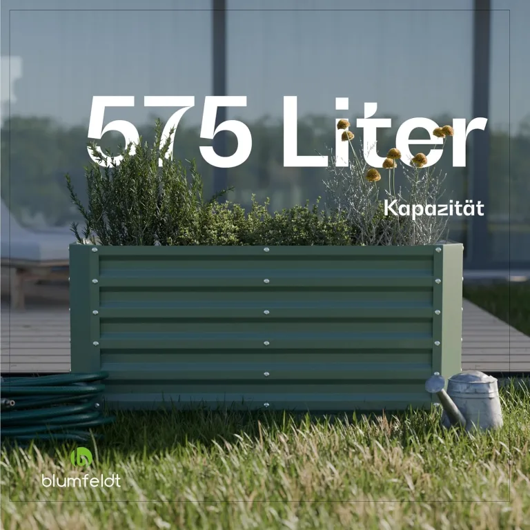 blumfeldt High Grow Straight Hochbeet, Ergonomisches 575-l-Gartenbeet aus Rostfreiem Galvalume-Stahl für Gemüse und Kräuter – Rückenschonendes Design, Einfache Montage, Frostsicher und Kompakt – Bild 5