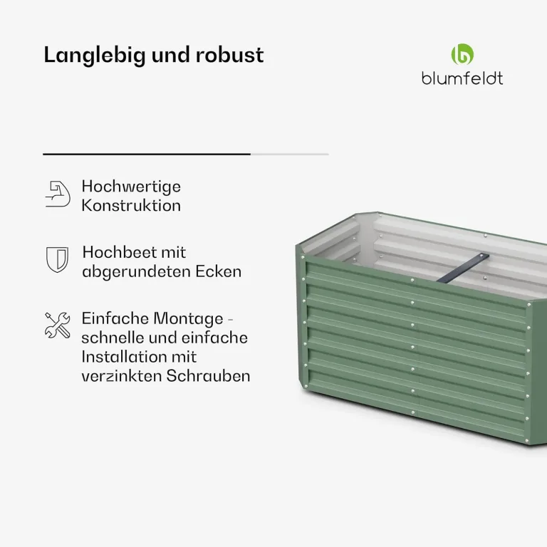 blumfeldt High Grow Straight Hochbeet, Ergonomisches 575-l-Gartenbeet aus Rostfreiem Galvalume-Stahl für Gemüse und Kräuter – Rückenschonendes Design, Einfache Montage, Frostsicher und Kompakt – Bild 6