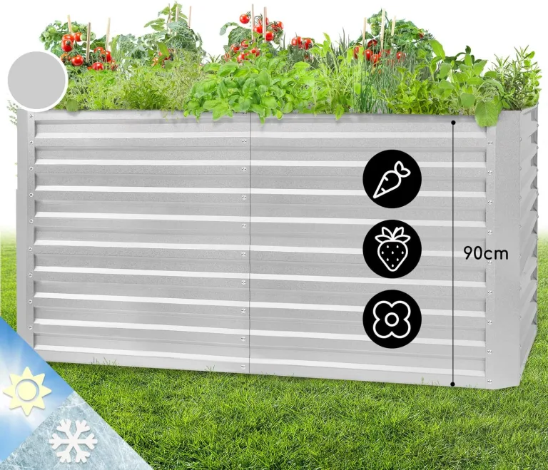 blumfeldt High Grow Straight Hochbeet, Ergonomisches 575-l-Gartenbeet aus Rostfreiem Galvalume-Stahl für Gemüse und Kräuter – Rückenschonendes Design, Einfache Montage, Frostsicher und Kompakt – Bild 8