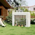 WOLTU Gewächshaus, Foliengewächshaus Winterfest für Aufzucht Tomaten Gemüse Blumen, Tomatenhaus mit Tür 2 Fenstern, aus Stahlrohr PE, 200 x 170 x 68 cm, Weiß - Thumbnail 8
