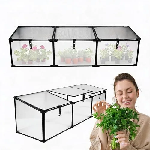 Frühbeet Mini Gewächshaus Pflanzenhaus - Aluminium & Polycarbonat, 180x51x51, schwarz - für Garten, Balkon und Terrasse, Winterfest, Stabil & Einfach zu Montieren - MAGNOLIA III – Bild 5
