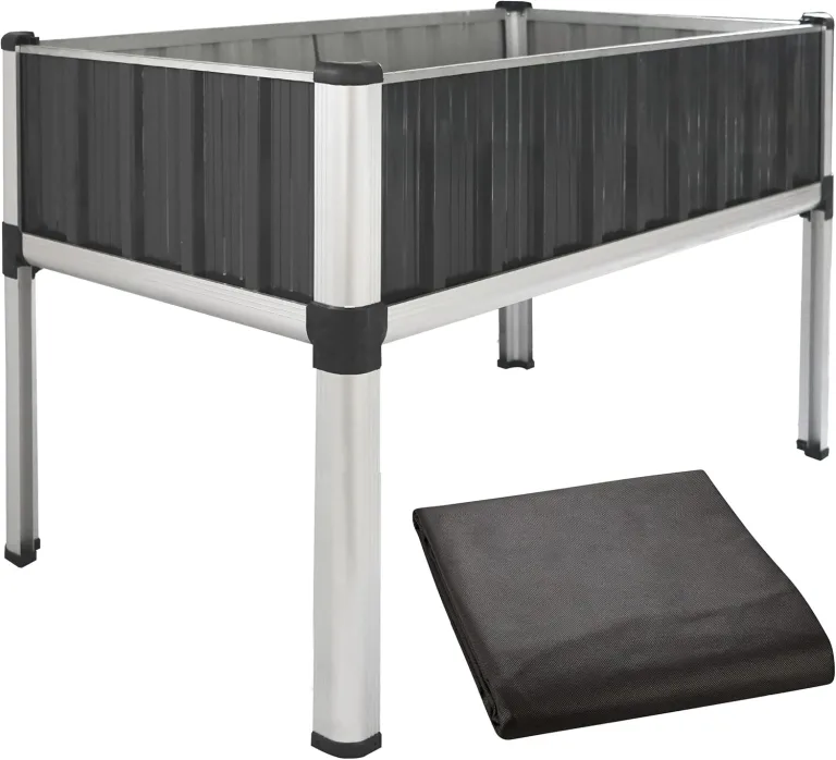 TTL GARDEN Superior XL 112x60x80cm Hochbeet aus Metall - Anthrazit-Silber Alu + Stahl verzinkt & lackiert - Frühbeet Pflanzkasten Kräuterbeet Blumenbeet Blumenkasten für Garten Balkon Terrasse – Bild 1