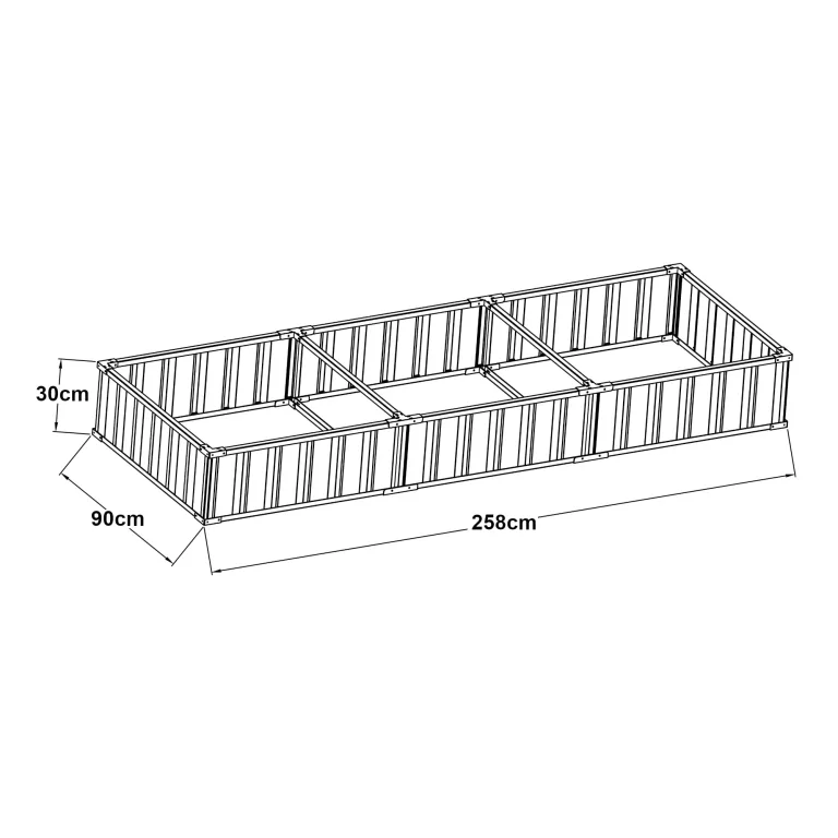 [en.casa] Hochbeet Albrandswaard Gemüsebeet 258 x 90 x 30 cm Gartenbeet mit Handschuhe Pflanzkasten für Garten Metall rechteckig Kräuterbeet Anthrazit – Bild 3