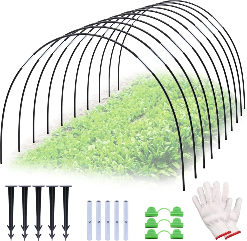 Pflanztunnel Bögen, 30 PCS Tunnelbögen Hochbeet, Gewächshausbogen mit 6mm Kunststoff umwickelt, DIY Gewächshausreifen Frühbeet Tunnel für Garten Zeile Abdeckung Pflanzen Obst Gemüse.