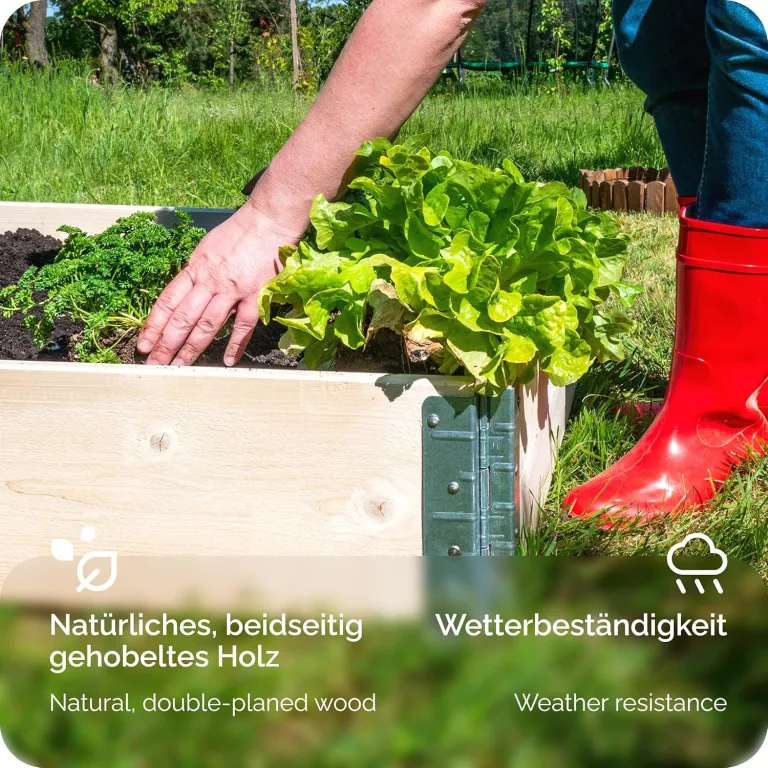 naturbelassene Hochbeete für Garten Palettenrahmen 120x80x20 cm Hochbeet Holz 3 Stück steckbar stapelbar faltbar für Pflanzen Blumen Kräuter Obst und Gemüse GD-0075 – Bild 7