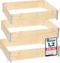 naturbelassene Hochbeete für Garten Palettenrahmen 120x80x20 cm Hochbeet Holz 3 Stück steckbar stapelbar faltbar für Pflanzen Blumen Kräuter Obst und Gemüse GD-0075 - Thumbnail 1