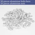 50 Sets Gewächshausmuttern und -Schrauben,Aluminium Gewächshaus Sechskantmuttern und Vierkantschrauben für die Reparatur von Gewächshäusern Notwendiges Zubehör (50pcs Square Screw) - Thumbnail 4