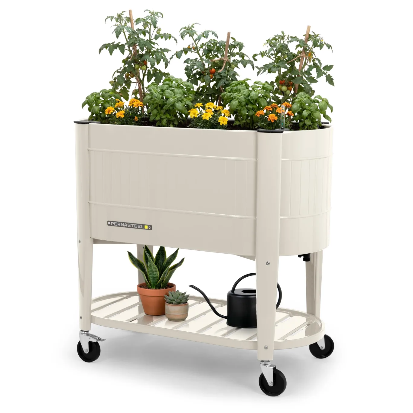 Permasteel Hochbeet Metall mit Rollen für Garten oder Balkon - Pflanzkübel groß außen 101x51x94 cm - Selbstbewässerungssystem, Wasserstandsanzeige und Ablassventil - US - Bild 1